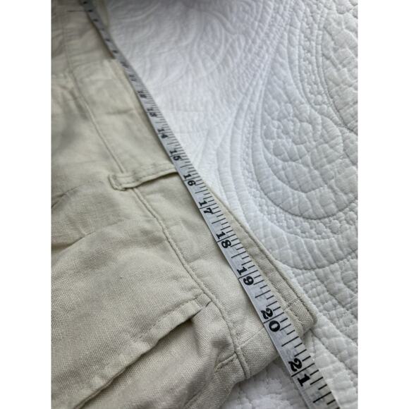 GAP Linen Blend Wide Leg Pants Women's Size 20 Off-White Pleated Front Pockets - Picture 4 of 6